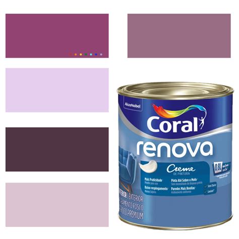 Tinta de Parede Acrílica Roxo Coral Renova 800ml Lavável Premium