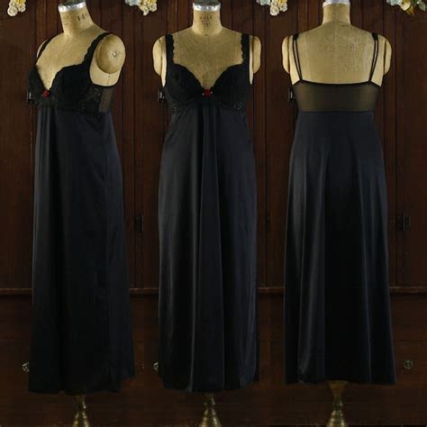 Black Maxi Bra Slip Nightgown Lingerie Full Slip Dres Gem