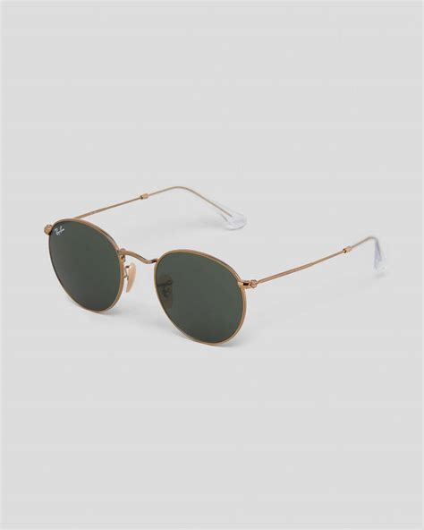 Shop Ray-Ban Round Metal Sunglasses In Arista W/ G-15 Green - Fast ...