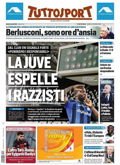 Prima Pagina Tuttosport La Juve Espelle I Razzisti Pianeta Milan