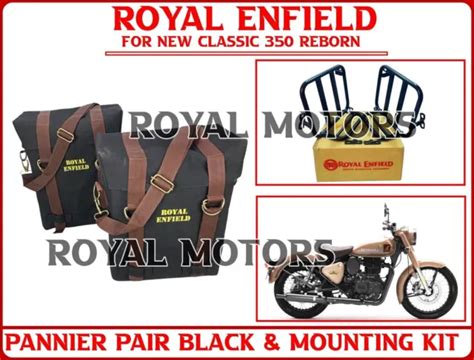 Royal Enfield Paire De Pannier Noir Et Kit De Montage Pour Le