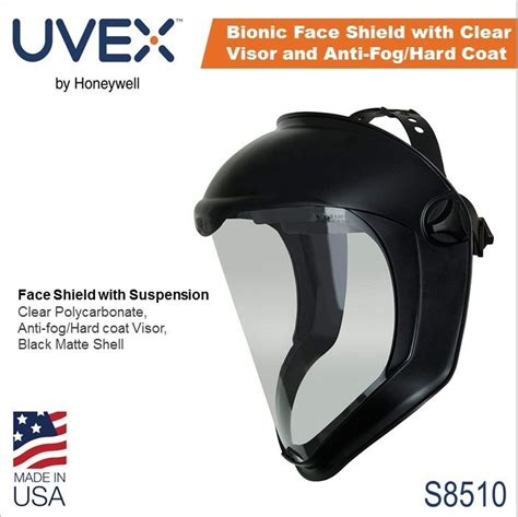 Uvex Bionic Face Shield With Clear Visor And Anti Fog Hard Coat S8510