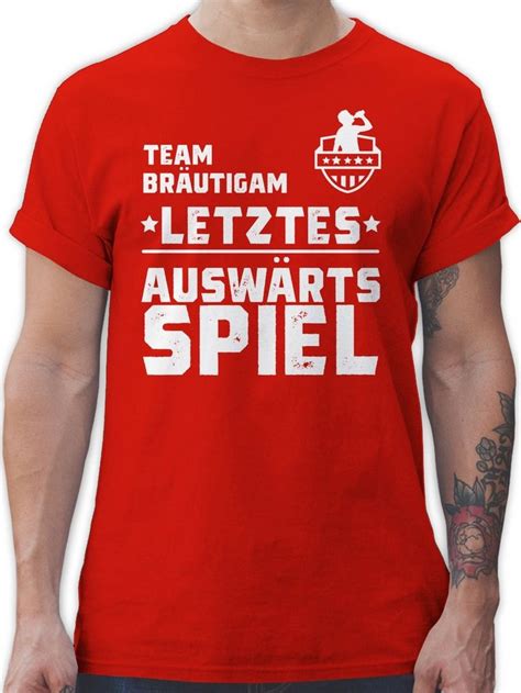 Shirtracer T Shirt Team Bräutigam Letztes Auswärtsspiel Vintage Weiß