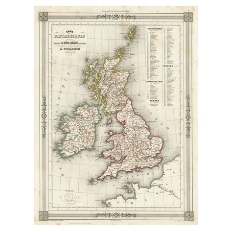 Antique Map Of The British Isles According To The Geography Of The