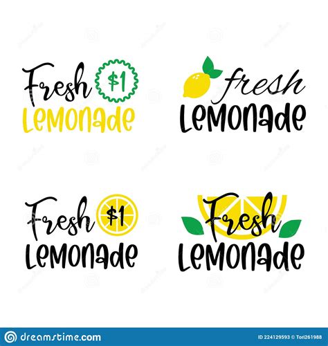 Labels And Signs Of Fresh Lemonade With Lemon Vector Illustrations For