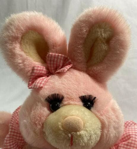 Vintage Russ Berrie Co Bonnie Pink Bunny Rabbit Plush Gingham