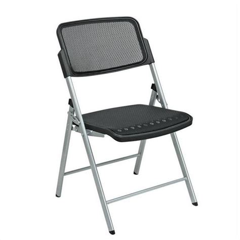 Office Star Products Deluxe Folding Chair With Black Progrid® Seat And