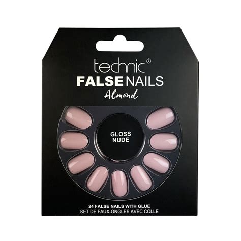 Set Unghii False Cu Adeziv Inclus Technic False Nails Almond Gloss Nude EMAG Ro
