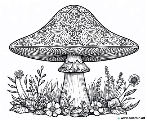 Coloriage de champignon mandala à Télécharger ou à Imprimer gratuitement