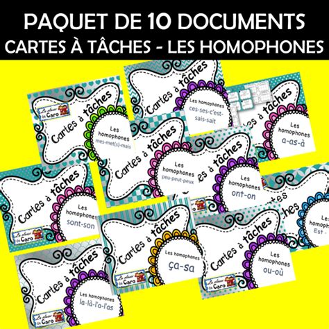 X Cartes T Ches Les Homophones