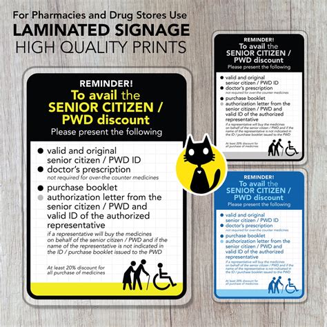 Senior Citizen Pwd Medicine Discount Requirements Sign Signage