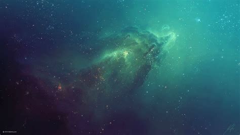 Wallpaper Digital Art Galaxy Artwork Stars Space Art Green Blue