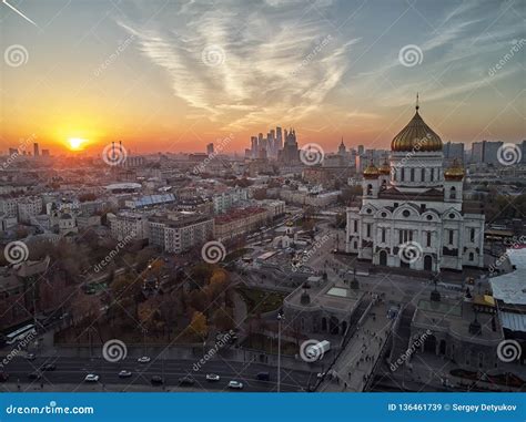 Zmierzchu Widok Moskwa Katedra Chrystus Wybawiciel W Moskwa Rosja