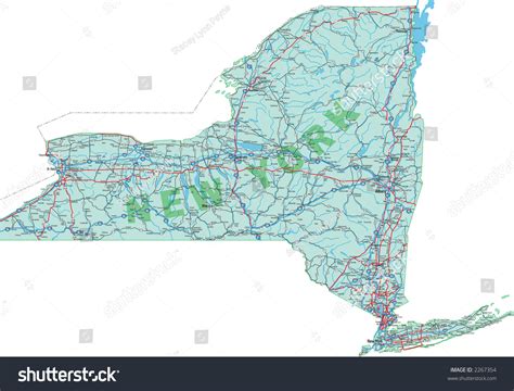 New York State Interstate Us Highway And State Road Map With Detailed