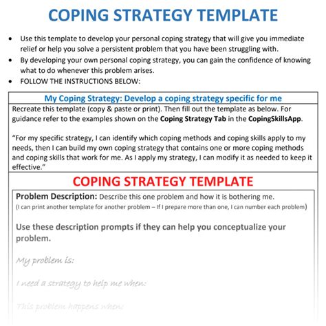 Coping Strategy Template Copingskillsapp