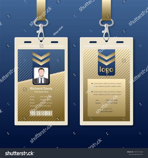 Creative Gold Blue Id Card Design เวกเตอร์สต็อก ปลอดค่าลิขสิทธิ์