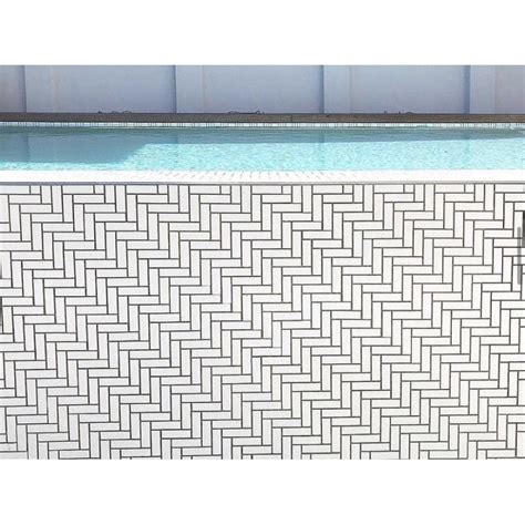 Jual Mossaic Mozza Herringbone Glossy White Mosaik Dinding Shopee