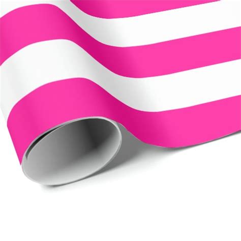 Large Hot Pink And White Stripes Wrapping Paper Zazzle