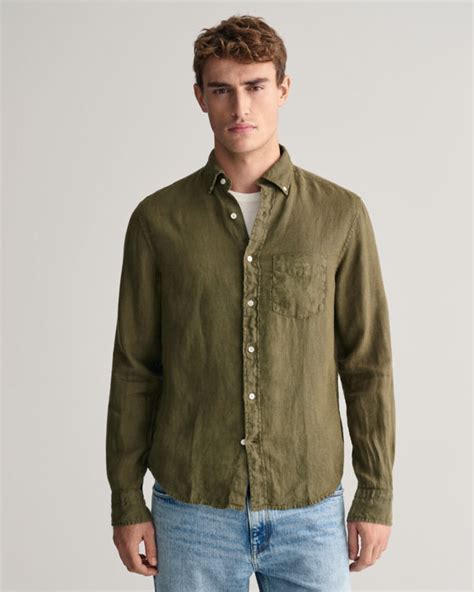 Regular Fit Garment Dyed Linen Shirt Gant Norge