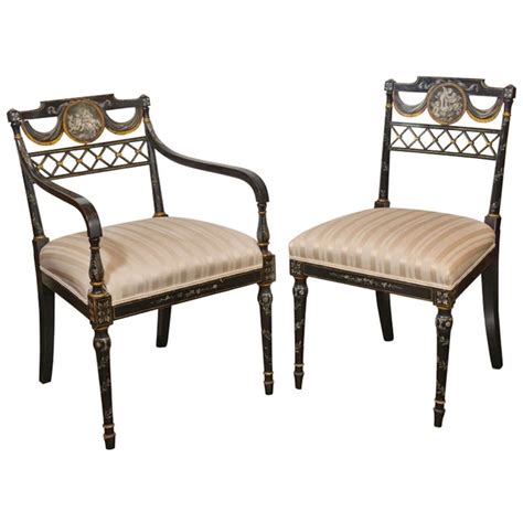 Set of Important Regency Period Black Lacquered Chairs at 1stDibs ...