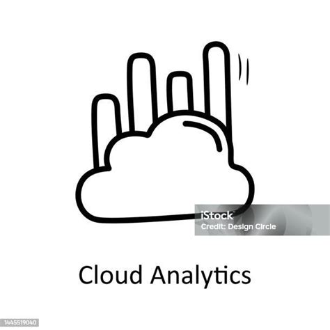 클라우드 분석 벡터 개요 아이콘 디자인 그림입니다 흰색 배경에 비즈니스 기호 Eps 10 파일 개념에 대한 스톡 벡터 아트 및