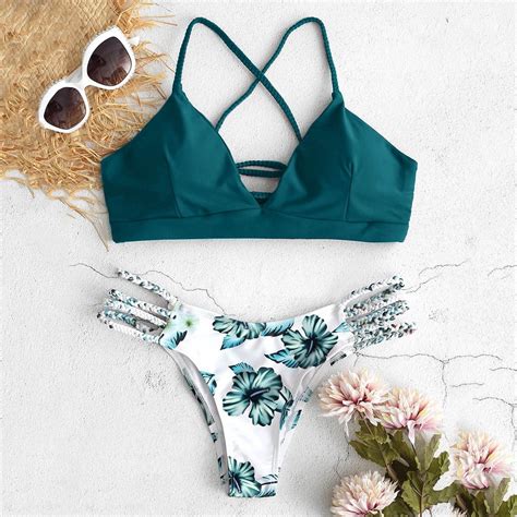 Finelylove Modest Swimsuits For Women Lightly Lined Sport Bra Style Bikini Green L Walmart
