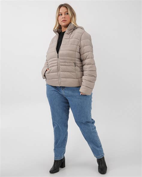 Riachuelo Jaqueta Plus Size Feminina Puffer Capuz Remov Vel Bege