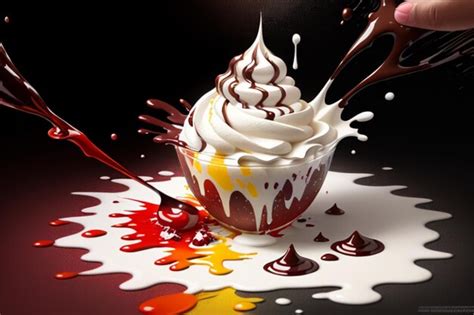 Premium AI Image | splash art splash art a fancy icecream balls with delicious whipped cream ...