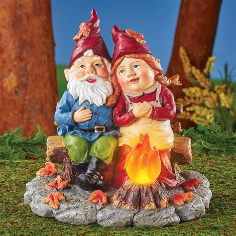 Solar Campfire Gnomes Garden Statue | Collections Etc.