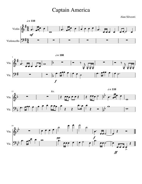 captain america sheet   violin viola cello