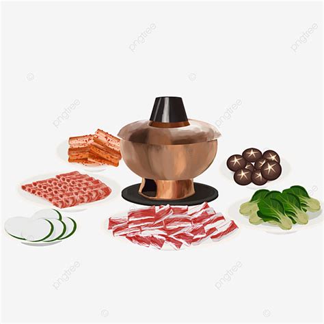 Cartoon Hand Drawn A Hot Pot Meal Cartoon Hand Drawn Illustration PNG Transparent Clipart