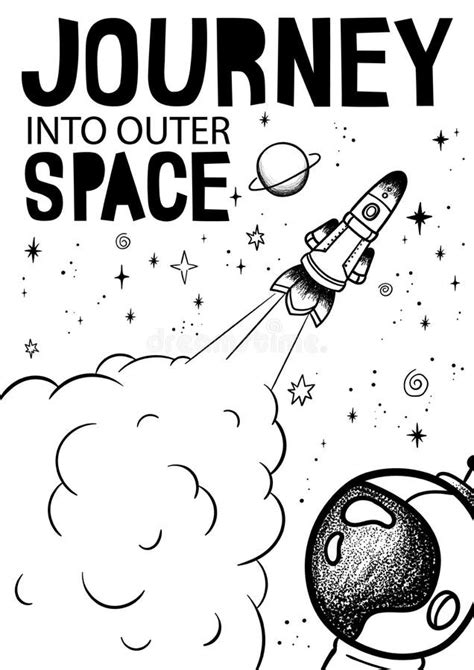 Hand Drawn Space Banner Template Space Doodle Vector Illustration With