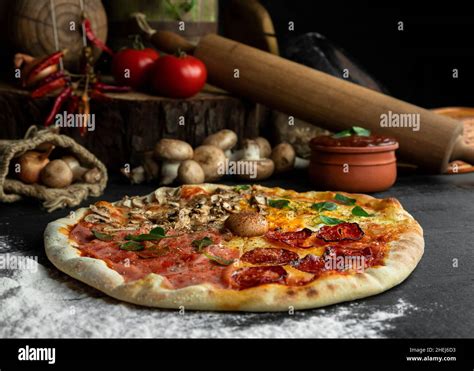 Italian Pizza Four Seasons Pizza Quattro Stagioni With Different