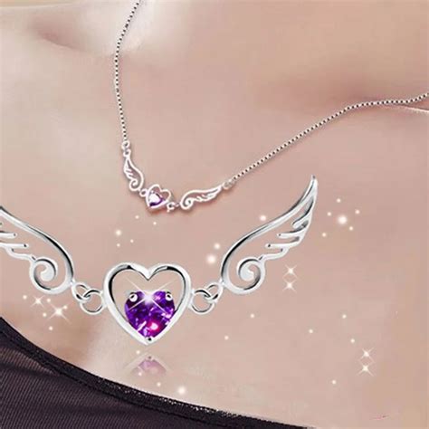 2019 Baru Bergumul 925 Perak Kalung Dream Angel Love Sayap Kristal