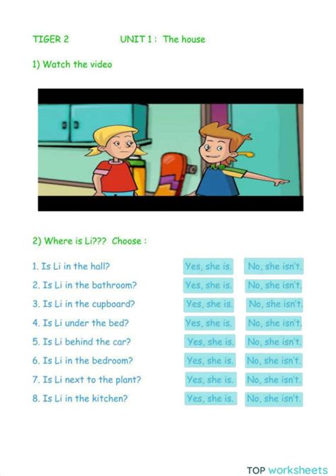 Tiger 2 Unit 1 The House Interactive Worksheet Topworksheets