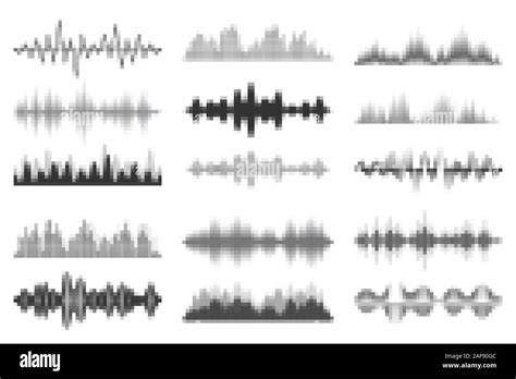 Sound waves collection. Analog and digital audio signal. Music ...