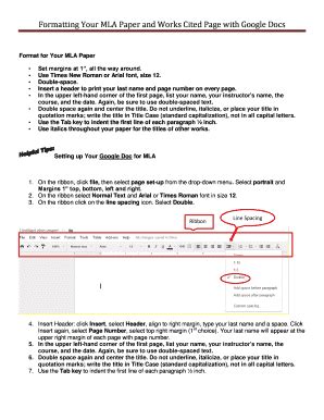 Fillable Online Formatting Your Mla Paper And Works Cited Page With