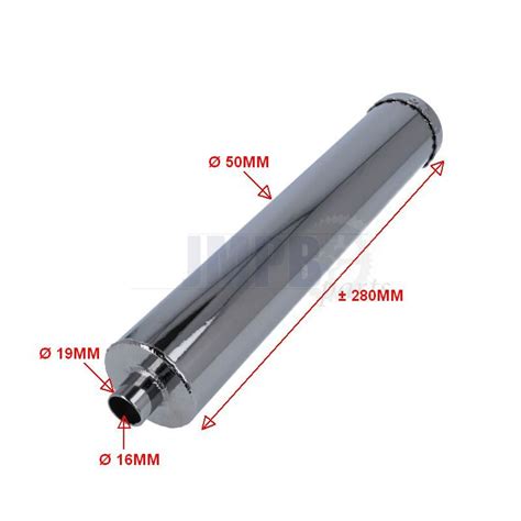 Exhaust Silencer Chrome Uni Glass Wool Damped Diy Jmpb Parts