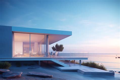 Premium Ai Image A House By The Sea With A View Of The Beach And The Sky