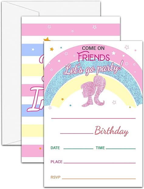 Amazon Utesg Pink Doll Birthday Party Invitations Let S Go Girls