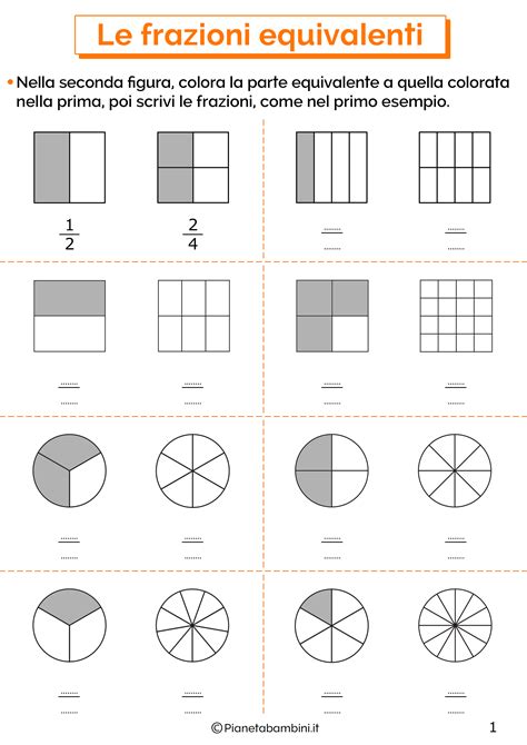 Frazioni Equivalenti Esercizi Per La Scuola Primaria Pianetabambini It