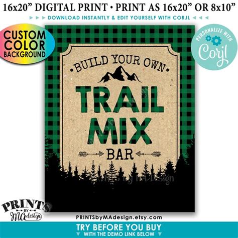 Lumberjack Trail Mix Bar Sign Build Your Own Trail Mix Etsy Canada