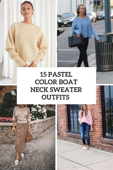 15 Outfits With Pastel Color Boat Neck Sweaters - Styleoholic