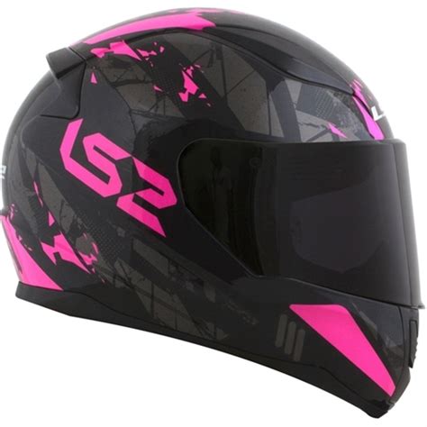 Capacete LS2 FF353 Rapid Palimnesis Preto Rosa Brilho Grid Motors