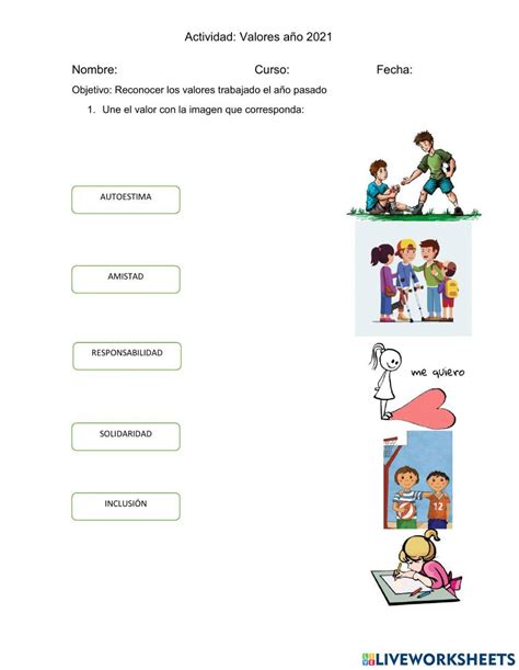 Valores 2021 Interactive Worksheet Live Worksheets