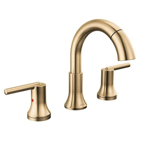 Delta Trinsic 8 In Widespread Double Handle Bathroom Faucet With Pull Down Spout In Champagne