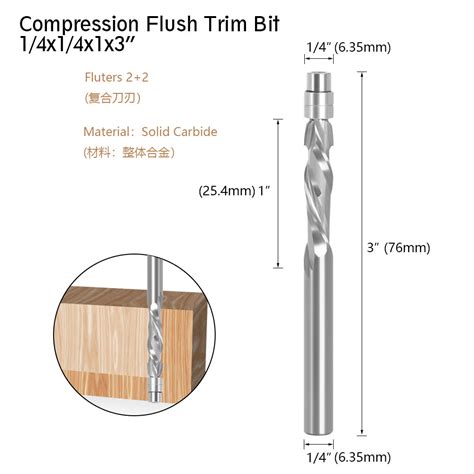 LAVIE 1 PC 6 35mm Shank Solid Carbide Bearing Guided Two Flute Flush