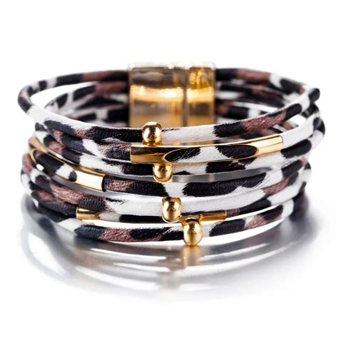 Leather Wrap Bracelets Women Dropshipping Leopard Bracelets Leather