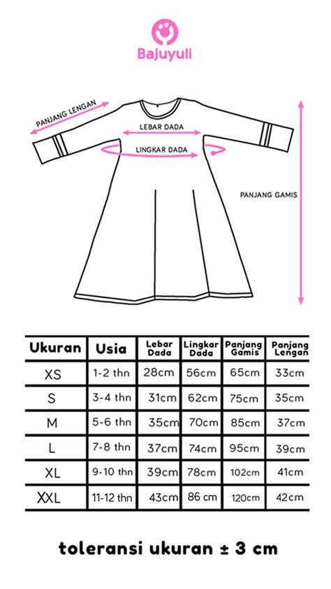 Tabel Ukuran Standar Gamis Anak Bajuyuli Blog