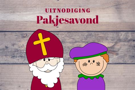 Sinterklaas Pakjesavond Uitnodiging Vrolijke Illustratie Sint En Piet